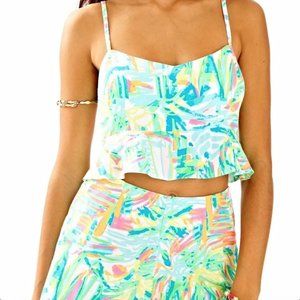Lilly Pulitzer Linnea two-piece Crop Top Short Set Sea Salt and Sun size 8